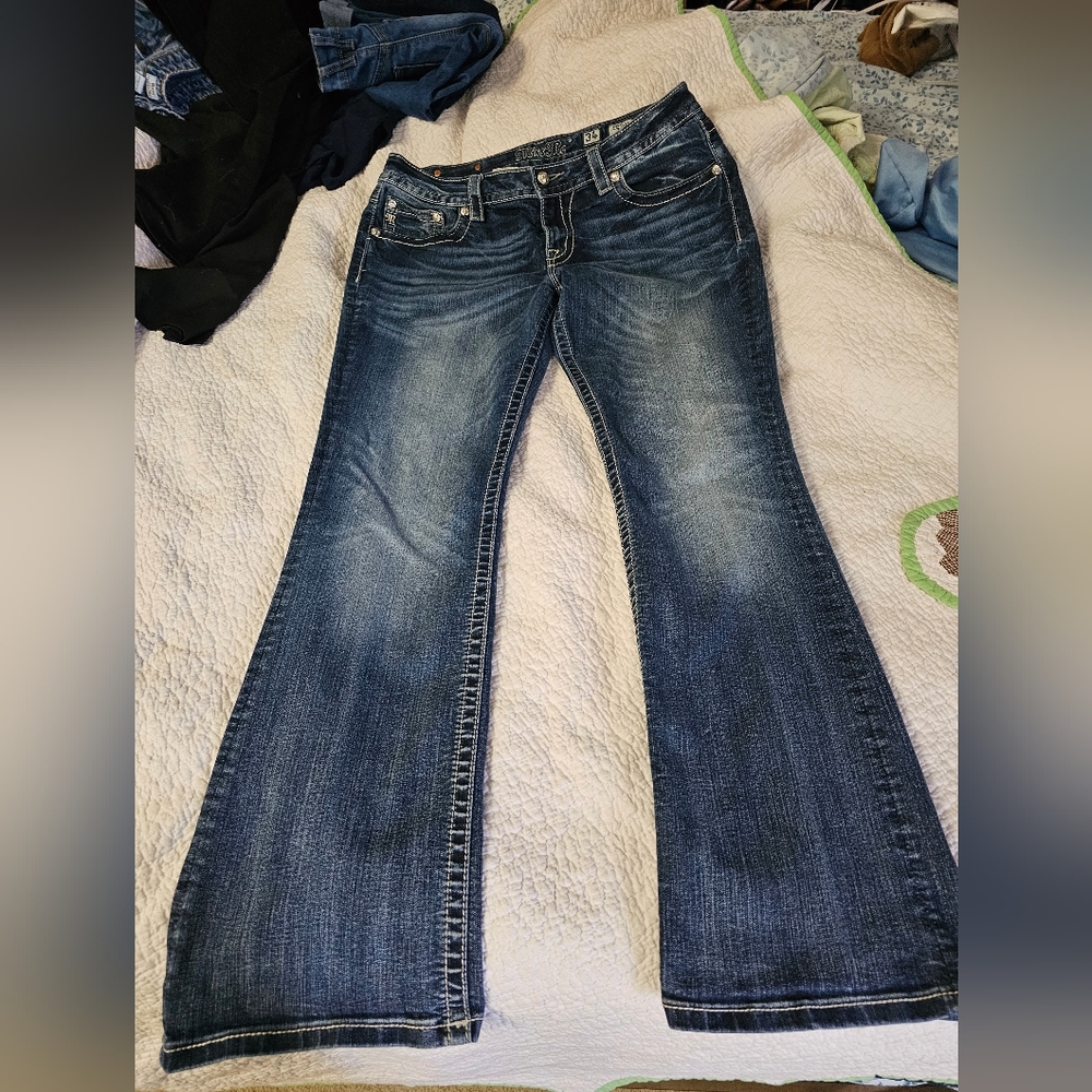 Miss Me Rhinestone Signature Bootcut Jeans Size 34